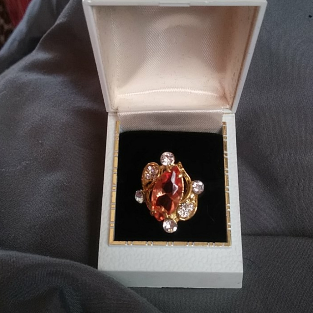 Morgan's diamonique Pink Champagne morganite ring